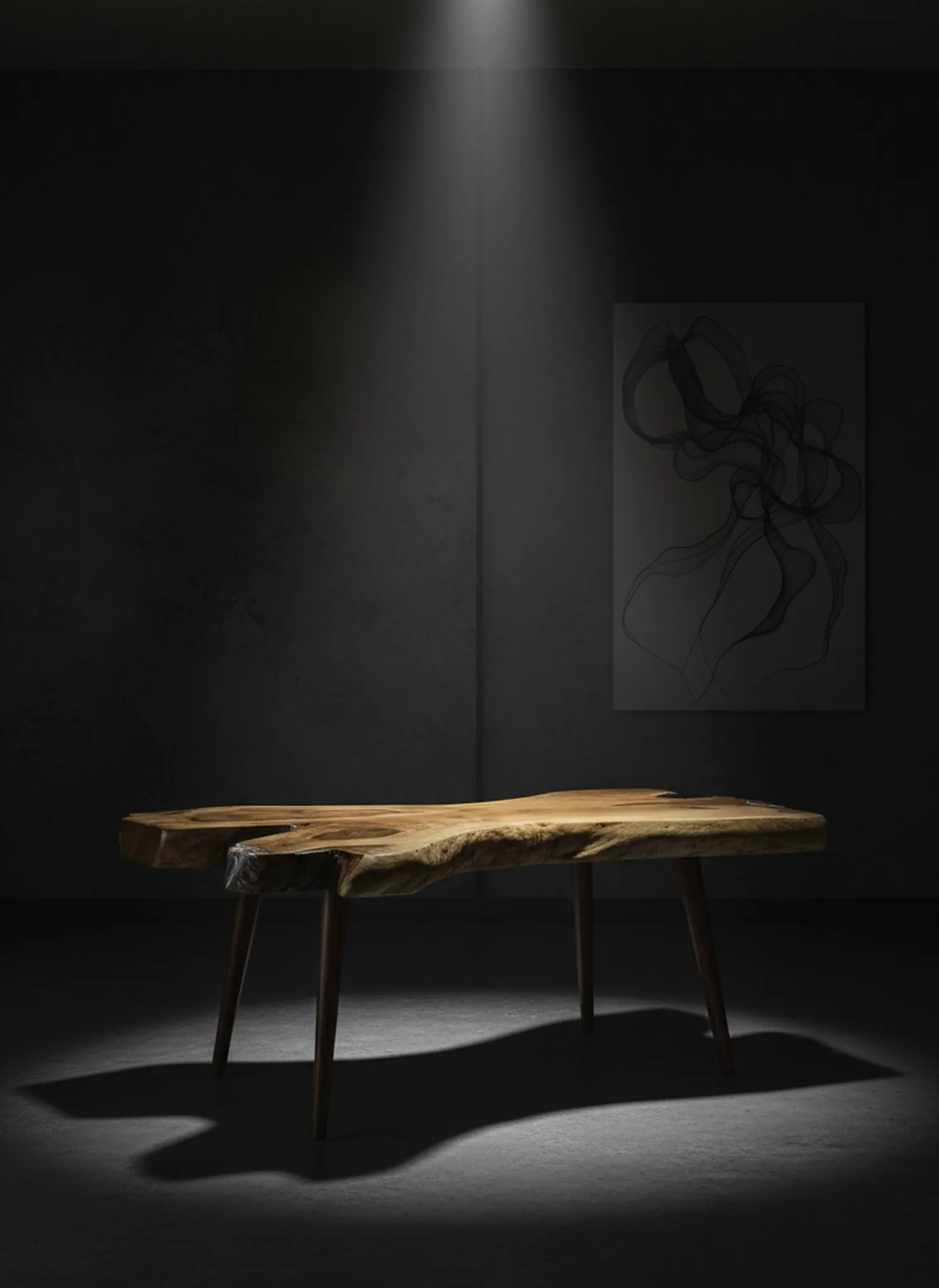 Olive wood slab with exotic grain patterns